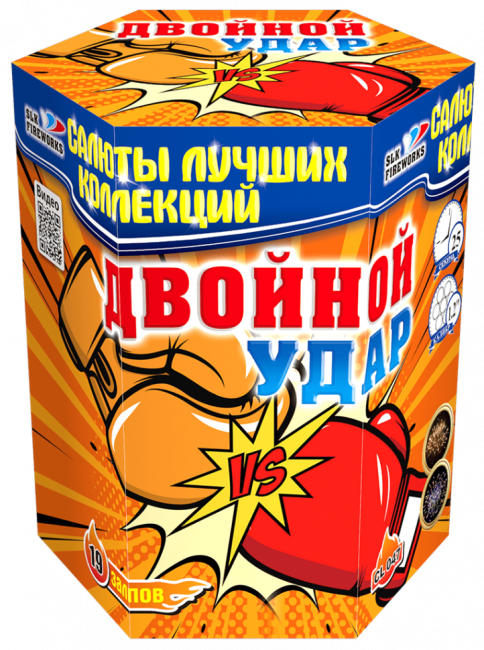 Фейерверк салют «Двойной удар» 19 залпов, 1.2" калибр Фейерверк салют «Двойной удар» 19 залпов, 1.2" калибр