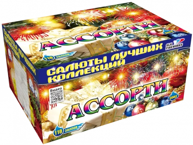 Фейерверк салют «Ассорти» 118 залпов, 1.2- 1.5" калибр