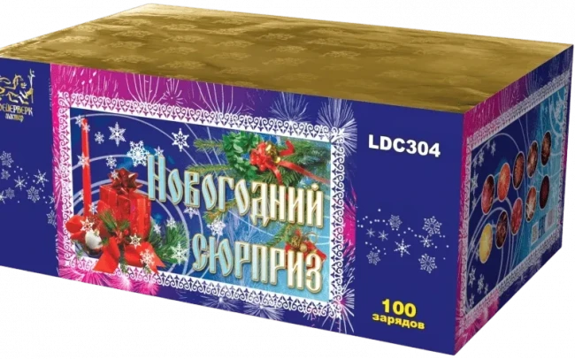 Фейерверк салют «Новогодний сюрприз» 100 залпов, 1.1" калибр Фейерверк салют «Новогодний сюрприз» 100 залпов, 1.1" калибр