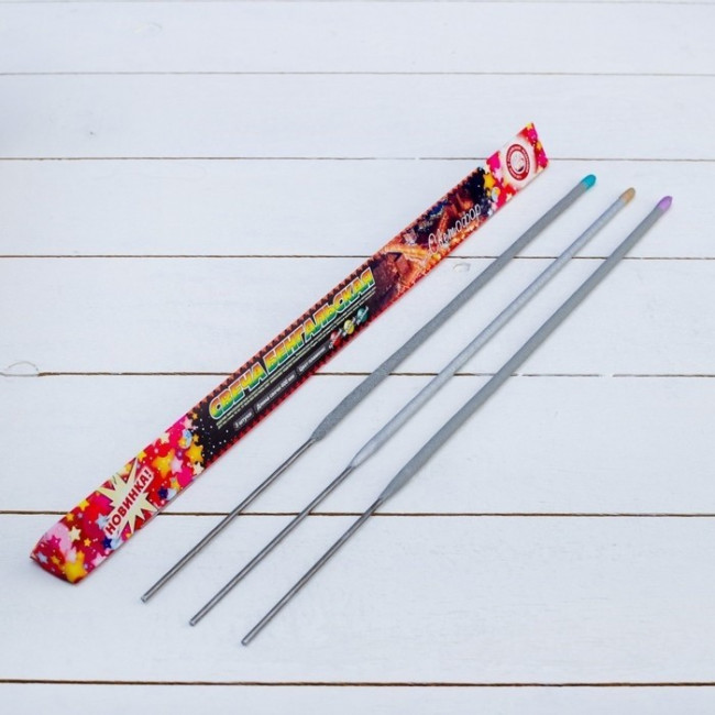 Бенгальские огни 40см (3шт) Светофор - разноцветные (красный, желтый, зелёный)
